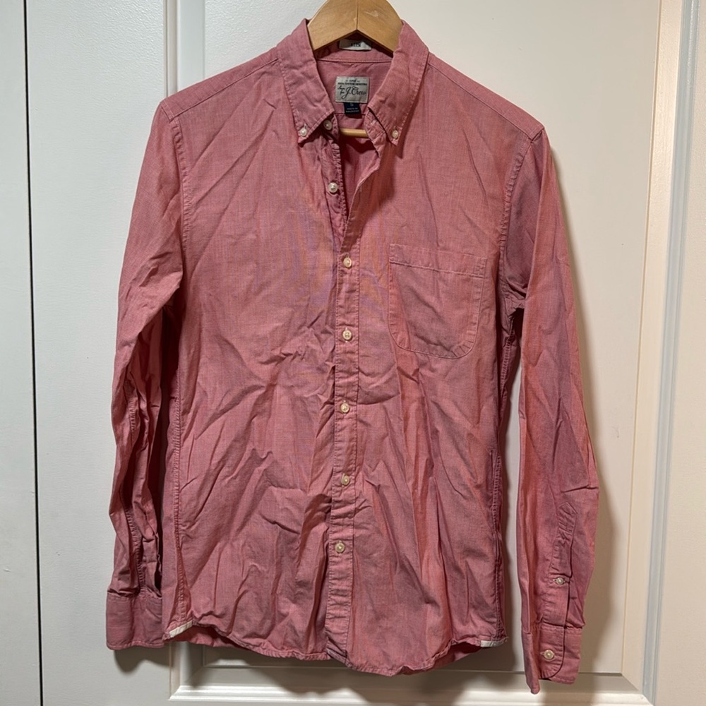 J.Crew pinkish orange cotton slim fit LS front pocket button down size small